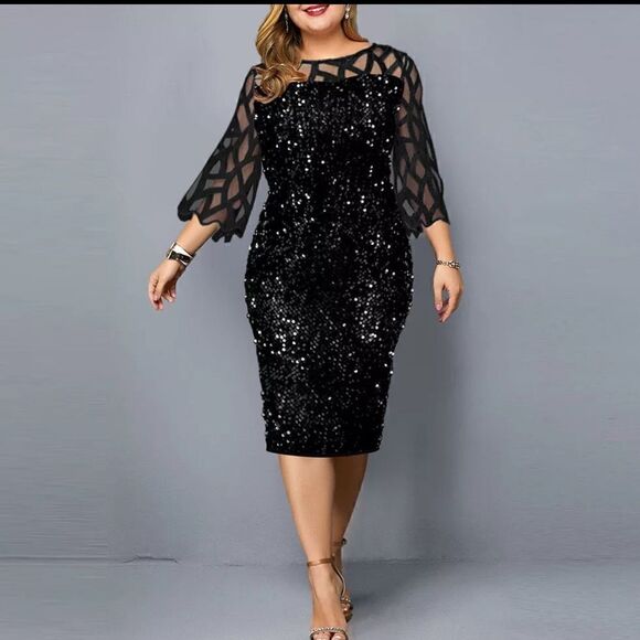 Plus Size Dress-Black Color  - Picture 1 of 2